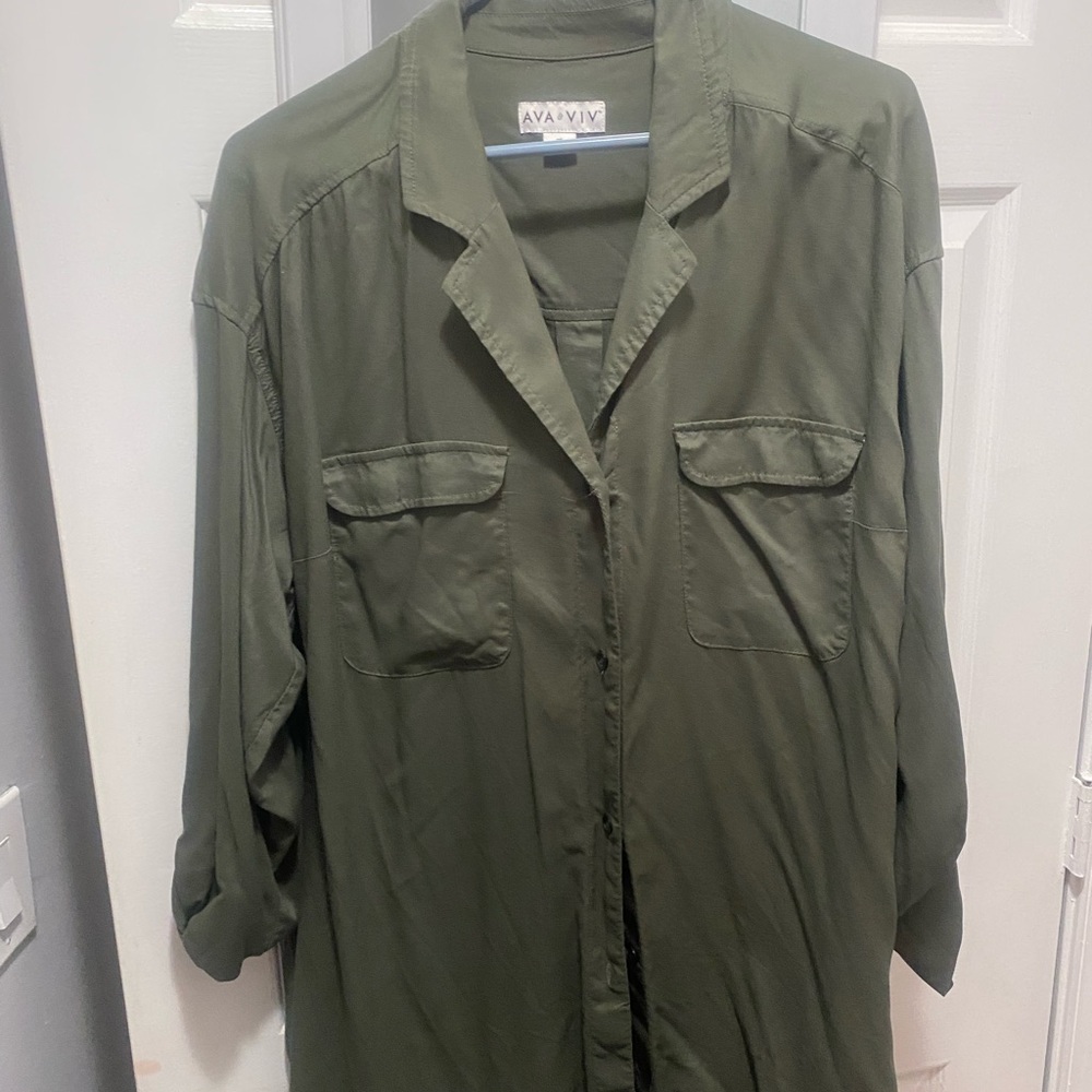 Ava and Viv women’s khaki tunic blouse